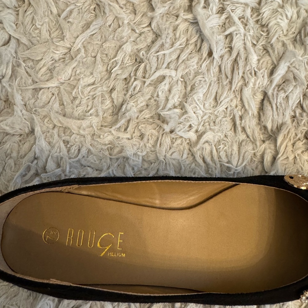 Rouge Black Flats with Pearl & Gold Embellishments - Picture 13 of 16